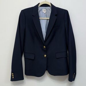 J. Crew Factory Navy Blue Original Schoolboy Blazer Size 6 Wool Blend Preppy
